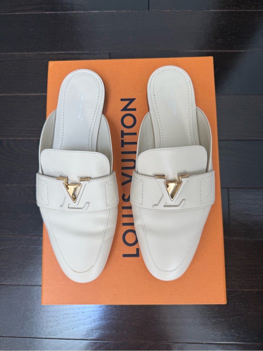 Louis Vuitton Women’s LV Mare Open Back Loafer in Cream Color, Size 37